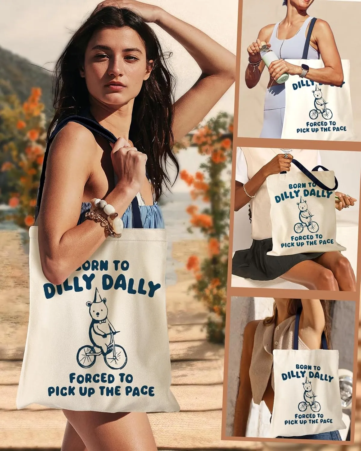 Aesthetic Canvas Tote Bag for Women - Sturdy Cloth Cotton Totes Bag with Pattern Shoulder Bag