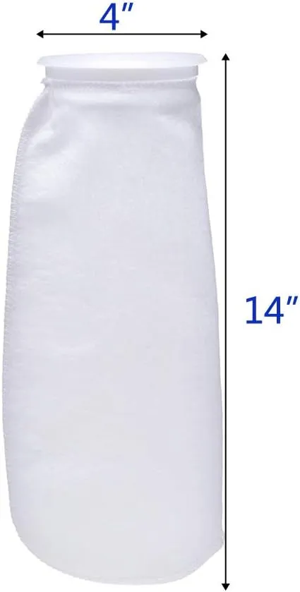 ALEGI Aquarium Filter Socks 4 inch by 14 Inch Long, 200 Micron - 4 Inch Ring Aquarium Felt Filter Bags - 10Pack