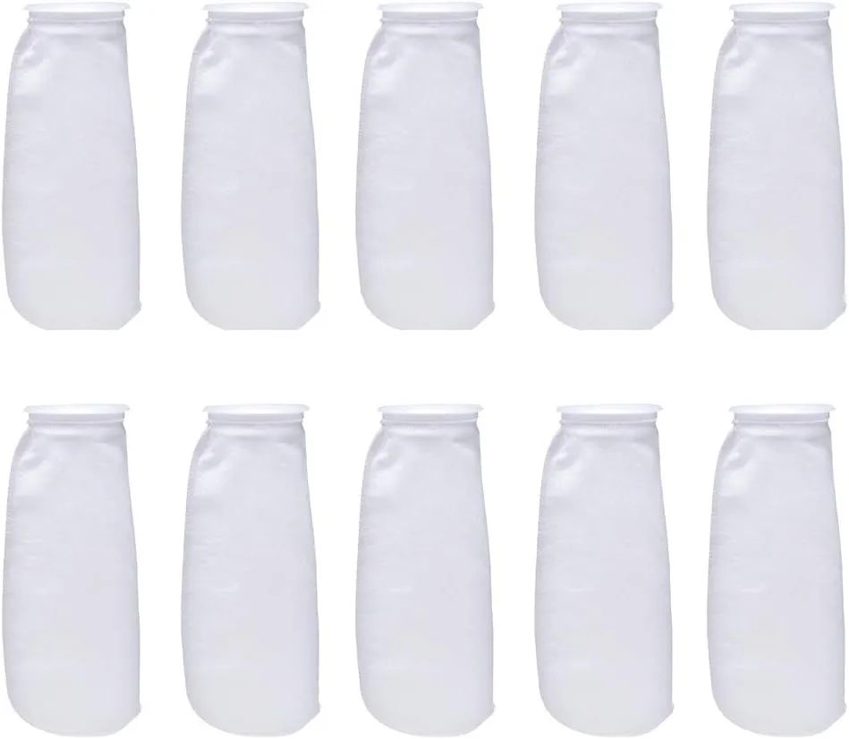 ALEGI Aquarium Filter Socks 4 inch by 14 Inch Long, 200 Micron - 4 Inch Ring Aquarium Felt Filter Bags - 10Pack