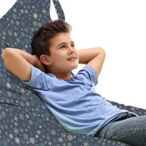 Ambesonne Green Xmas Lounger Chair Bag, Ornamental Wintery Numerous Continuous Little Snowflakes Composition, High Capacity Storage with Handle Container, Lounger Size, Purpleblue Multicolor