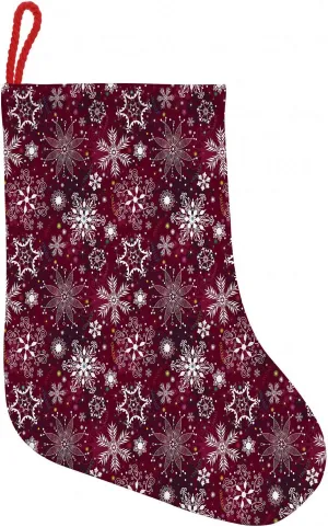 Ambesonne Snowflake Hanging Stocking Bag, Colorful Christmas Pattern with Snowflakes and Ornamental Stars Swirls, Christmas Decor Gift Storage with Loop to Hang, 10.2" X 14.1", Multicolor