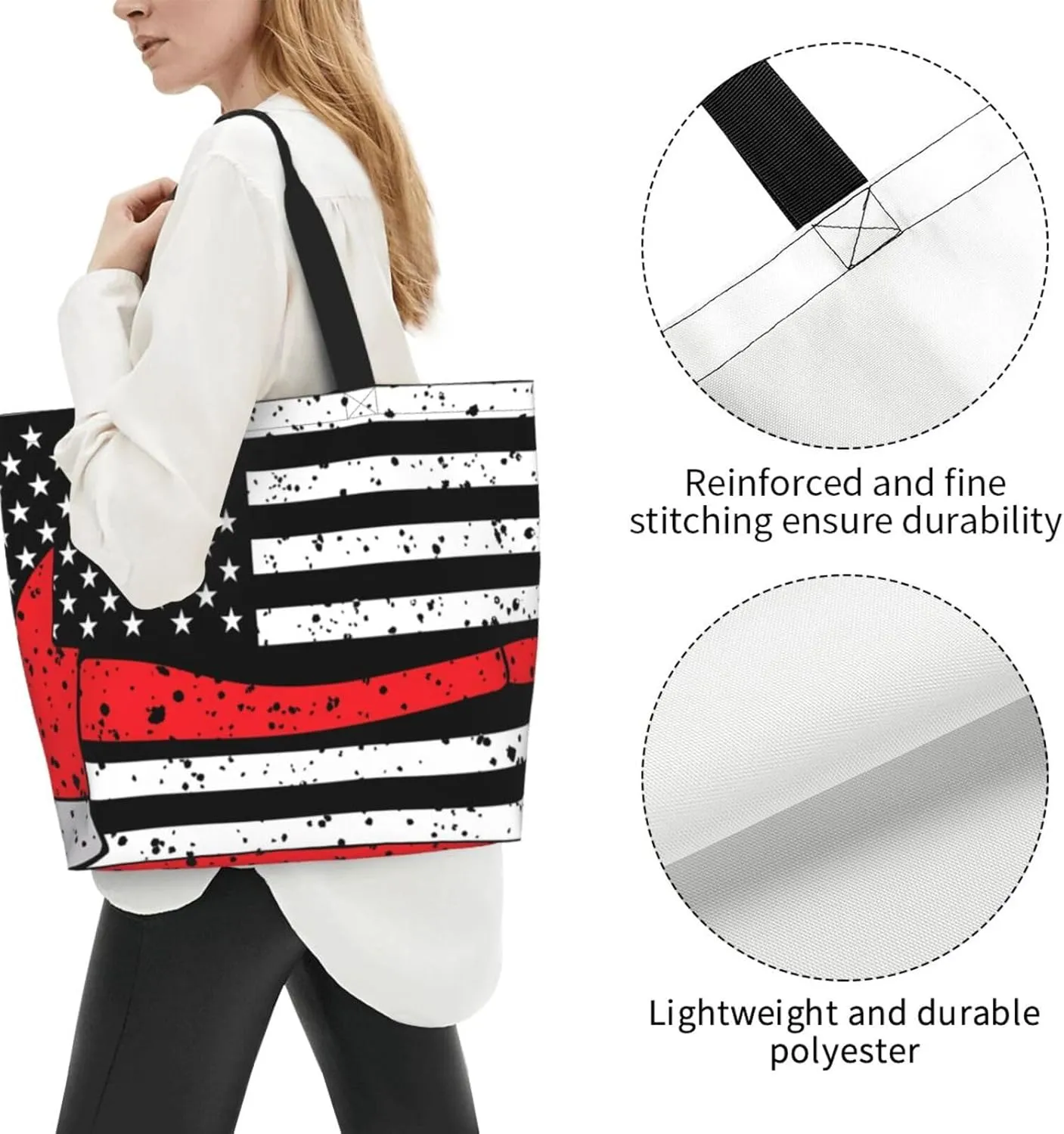 American Motorcycle Flag Dirt Bike Women's Tote Bag Large Capacity Single Shoulder Bags Handbag for Shopping Work