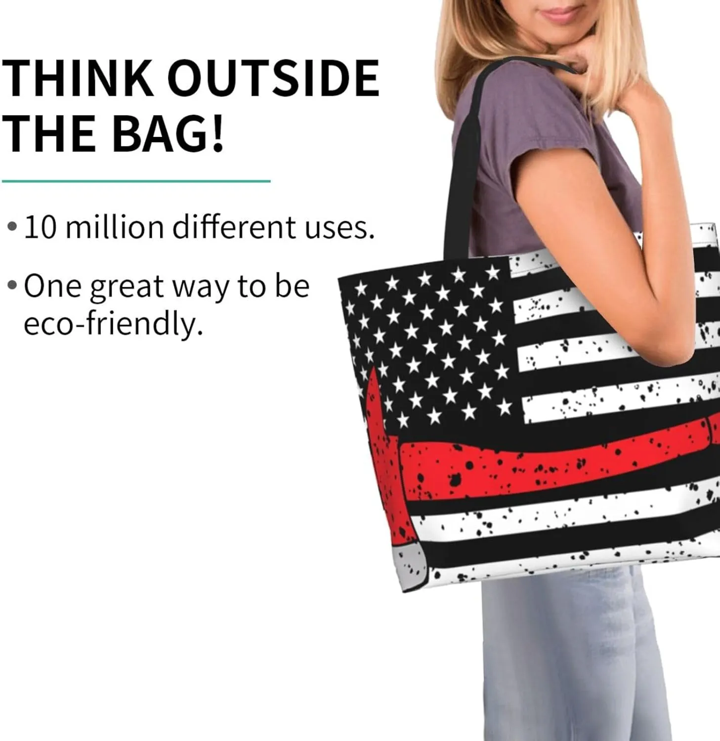 American Motorcycle Flag Dirt Bike Women's Tote Bag Large Capacity Single Shoulder Bags Handbag for Shopping Work