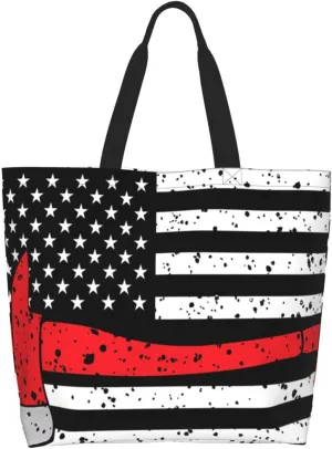 American Motorcycle Flag Dirt Bike Women's Tote Bag Large Capacity Single Shoulder Bags Handbag for Shopping Work
