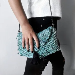 & Tasseled Sari Silk Pattern Same-day shipping Knit Clutch Expedited delivery Kit