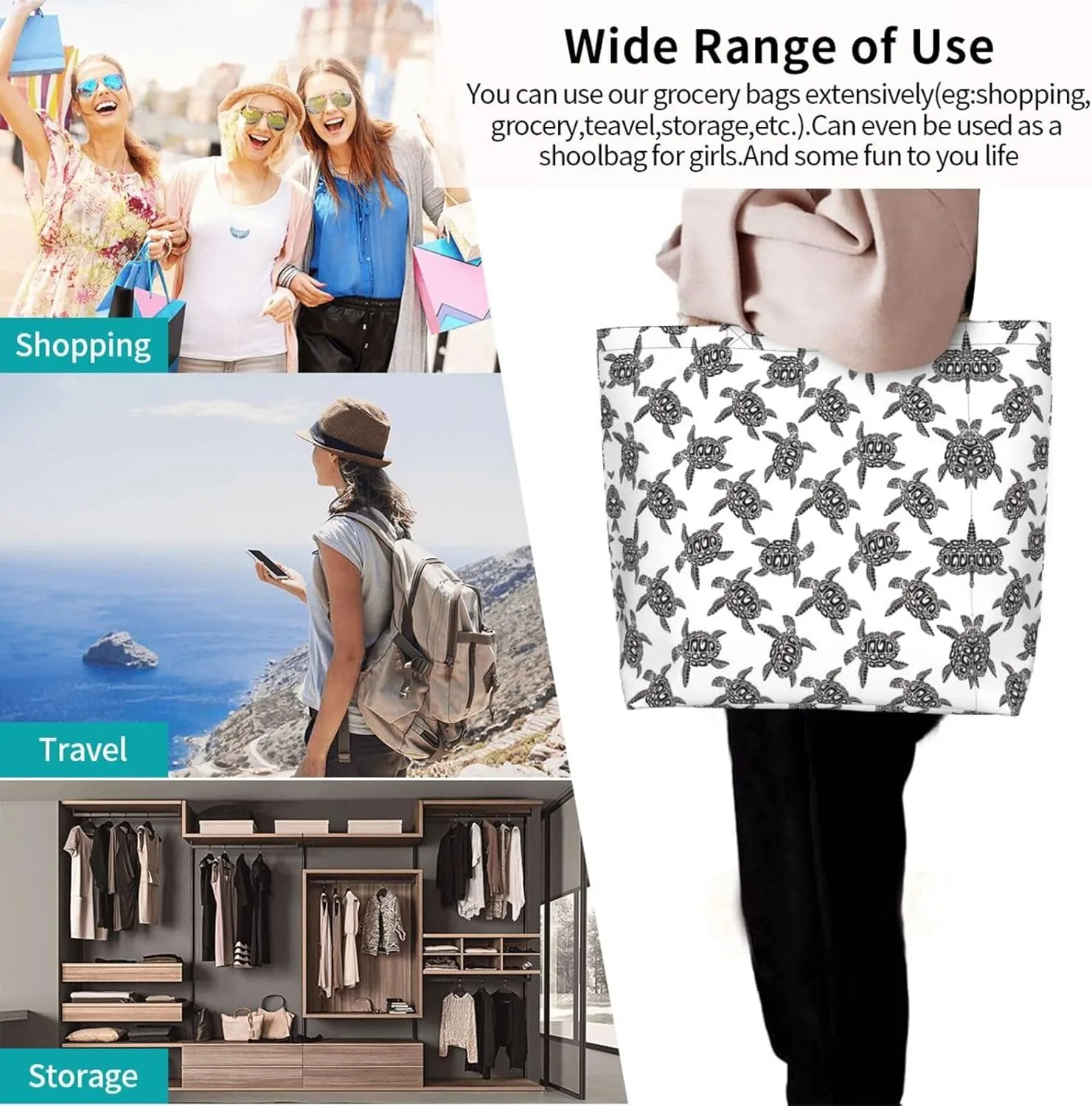 Animal Tiger Leopard Print Rose Flower Print Shoulder Bag For Women Shopping Bags Tote Bag Large Storage Grocery Bags