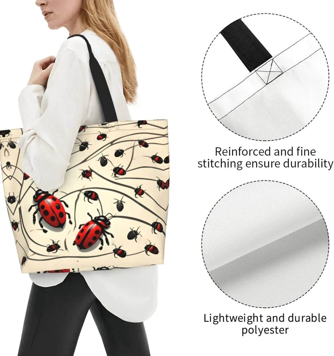 Baby Blue Heart Print Shoulder Bag For Women Shopping Bags Tote Bag Large Storage Handbag Grocery Bags For Travel Work