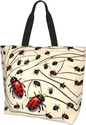 Baby Blue Heart Print Shoulder Bag For Women Shopping Bags Tote Bag Large Storage Handbag Grocery Bags For Travel Work