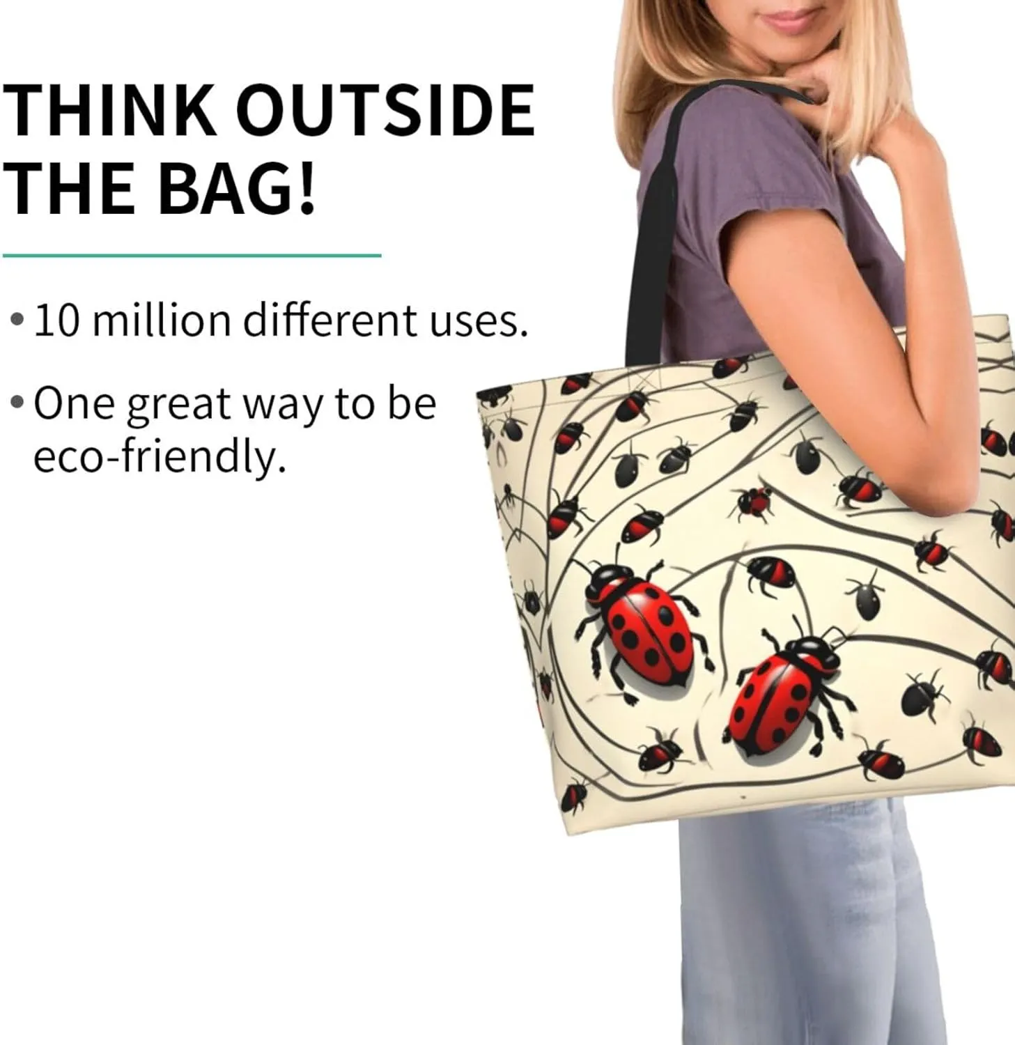 Baby Blue Heart Print Shoulder Bag For Women Shopping Bags Tote Bag Large Storage Handbag Grocery Bags For Travel Work