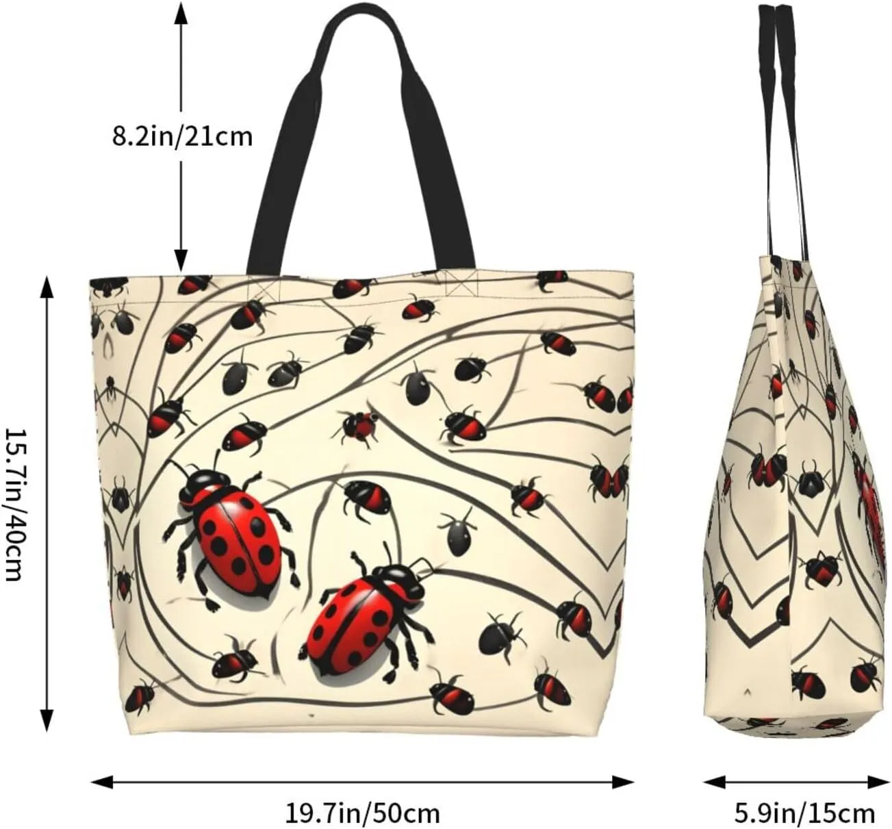 Baby Blue Heart Print Shoulder Bag For Women Shopping Bags Tote Bag Large Storage Handbag Grocery Bags For Travel Work