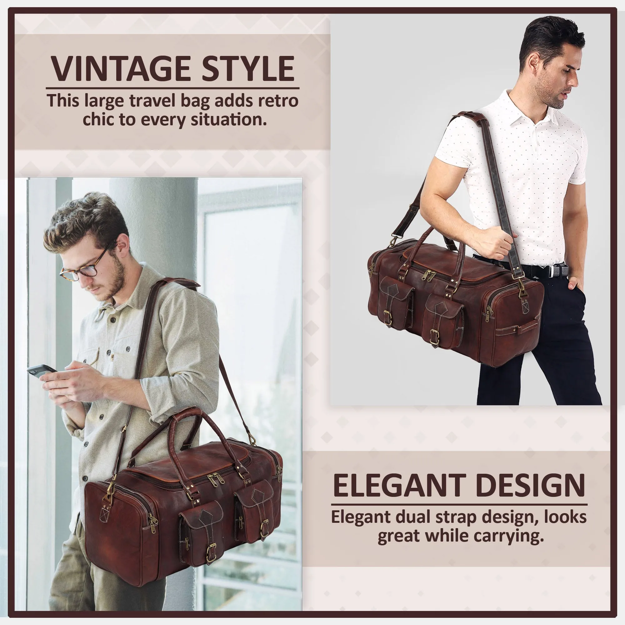 Bag Brown Vintage Customer-first approach Dark Live chat Traveller Duffle