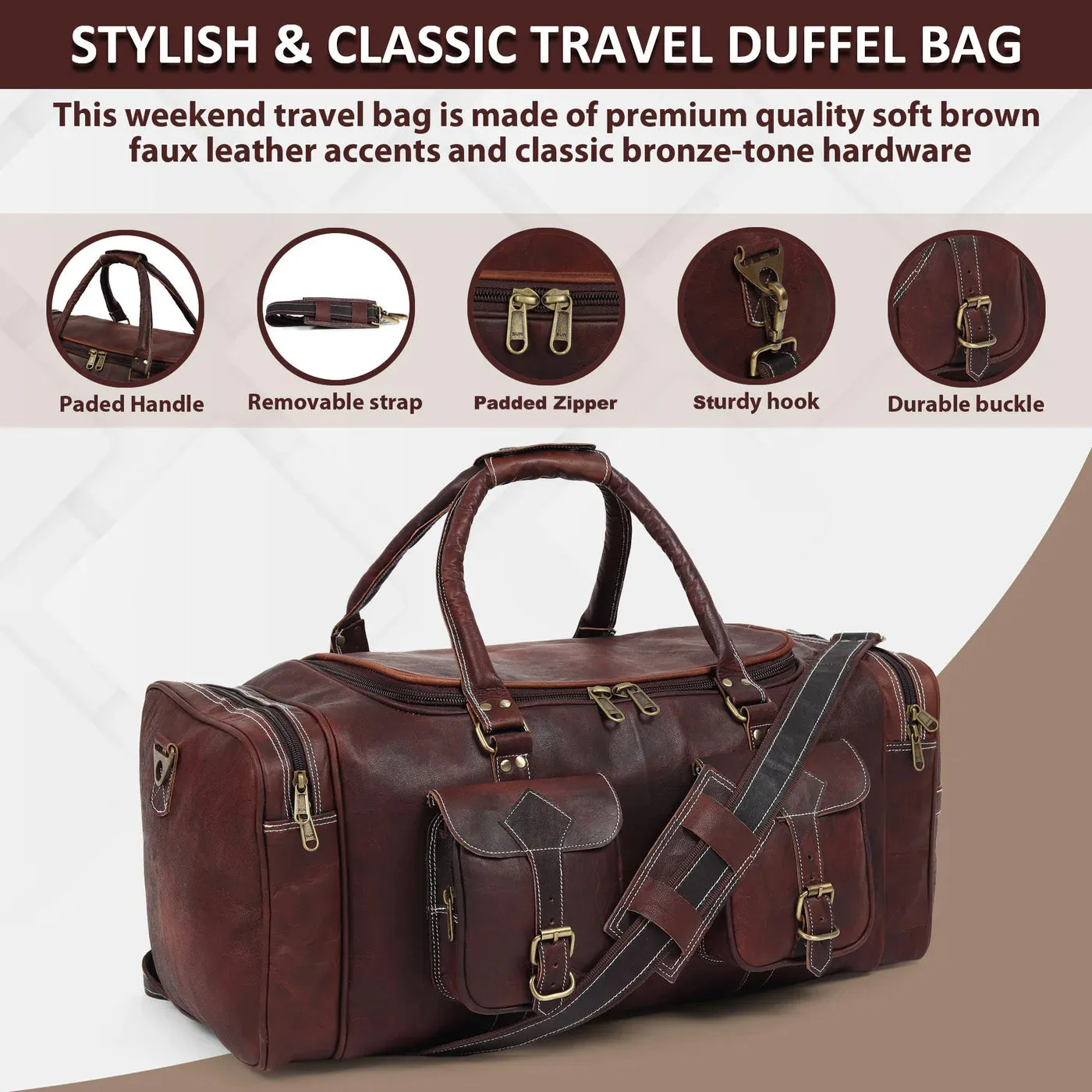 Bag Brown Vintage Customer-first approach Dark Live chat Traveller Duffle
