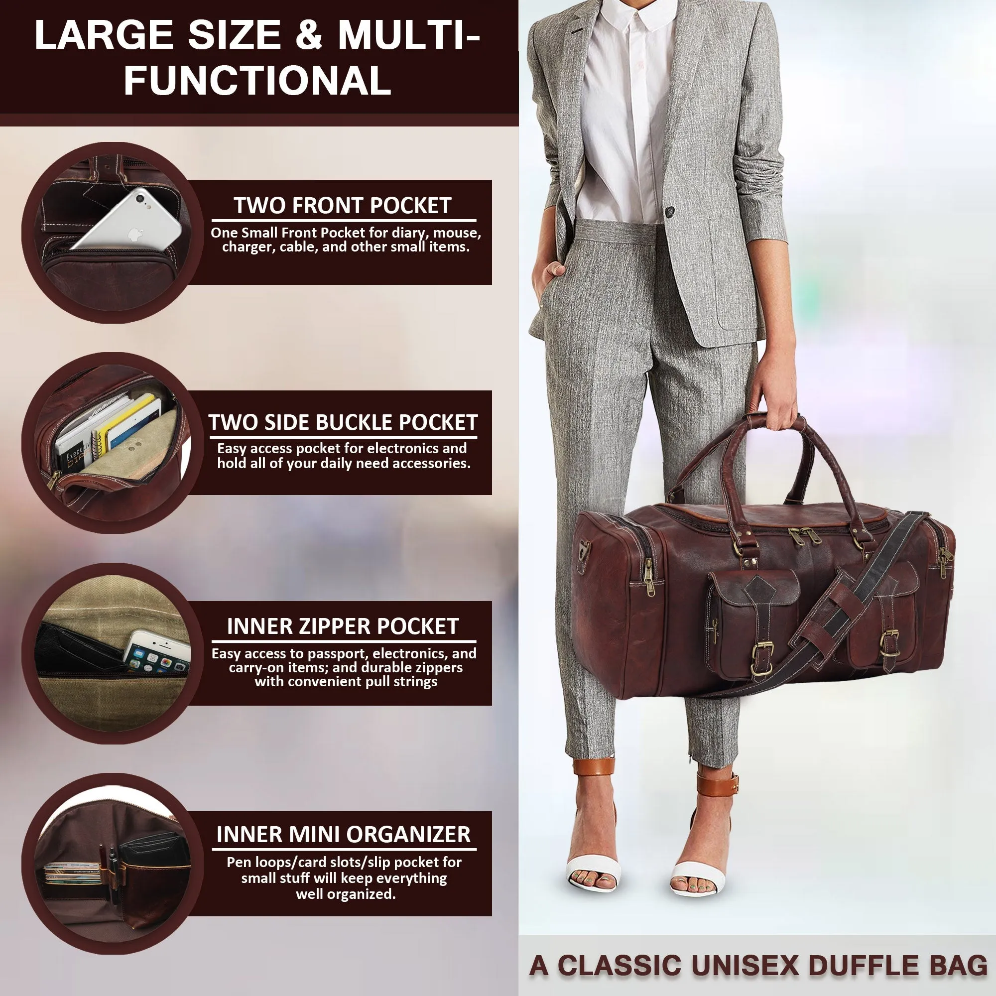 Bag Brown Vintage Customer-first approach Dark Live chat Traveller Duffle