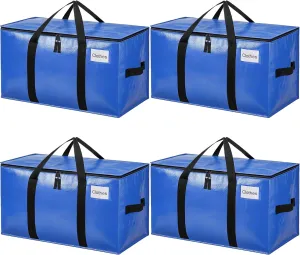 BAGAIL Heavy Duty Moving Bags with Strong Handle, Extra Large Moving Boxes, Storage Tote for Clothes, College Moving Supplies(Blue, 4 Pack)