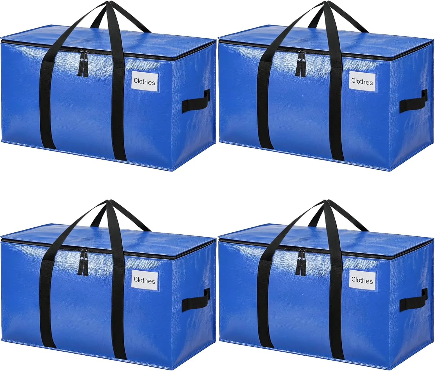 BAGAIL Heavy Duty Moving Bags with Strong Handle, Extra Large Moving Boxes, Storage Tote for Clothes, College Moving Supplies(Blue, 4 Pack)