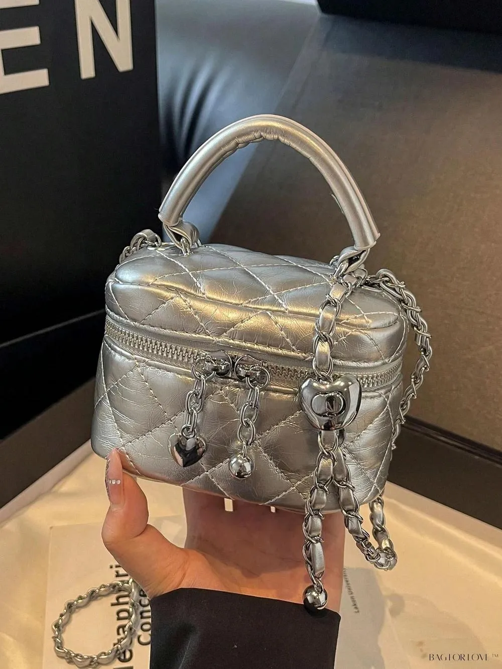 BagForLove - Compact Crossbody Bag with Intricate Rhombus Design for Women