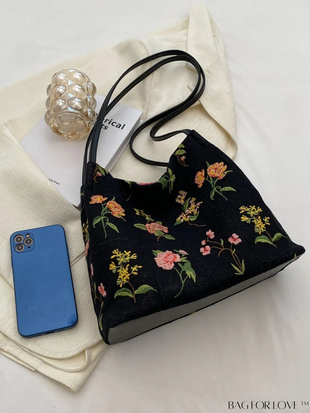 BagForLove - Floral Embroidered Hobo Bag: Chic Graphic Design & Intricate Detail