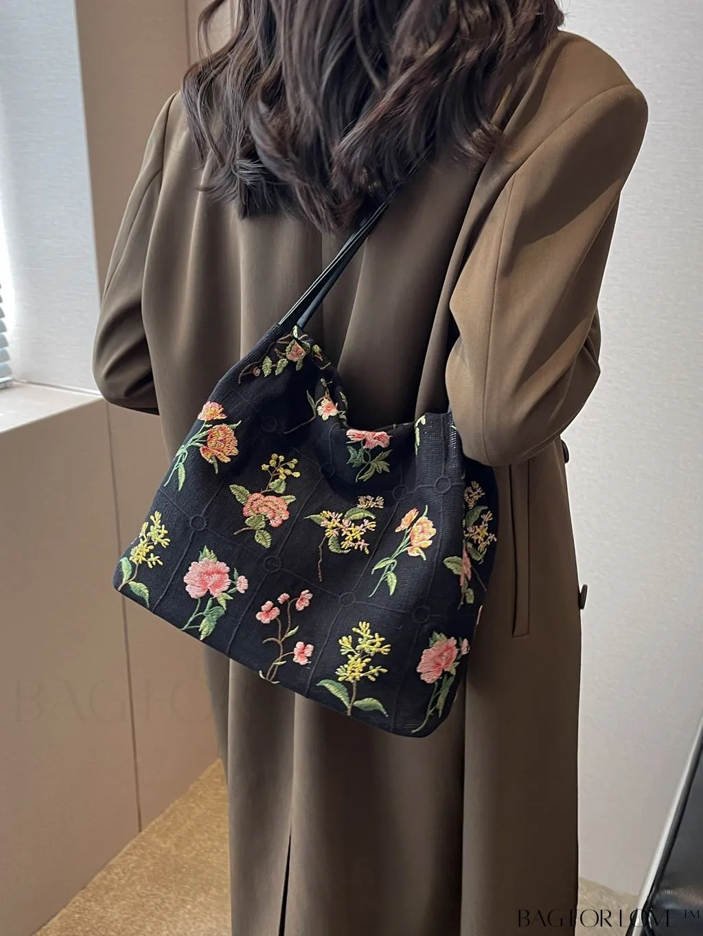 BagForLove - Floral Embroidered Hobo Bag: Chic Graphic Design & Intricate Detail
