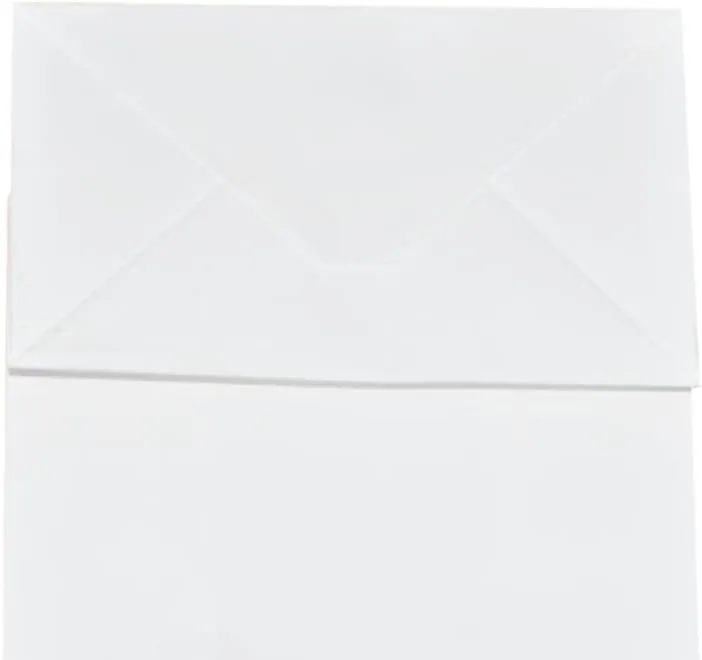 bagmad 100 Pack Sturdy Medium White Kraft Paper Bags with Handles Bulk, Thicken Gift Bags 8x4.75x10 Inch, Craft Grocery Shopping Retail Party Favors Wedding Business Sacks (White, 100pcs)
