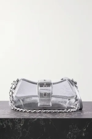 Balenciaga Lindsay small buckled metallic crinkled-leather shoulder bag