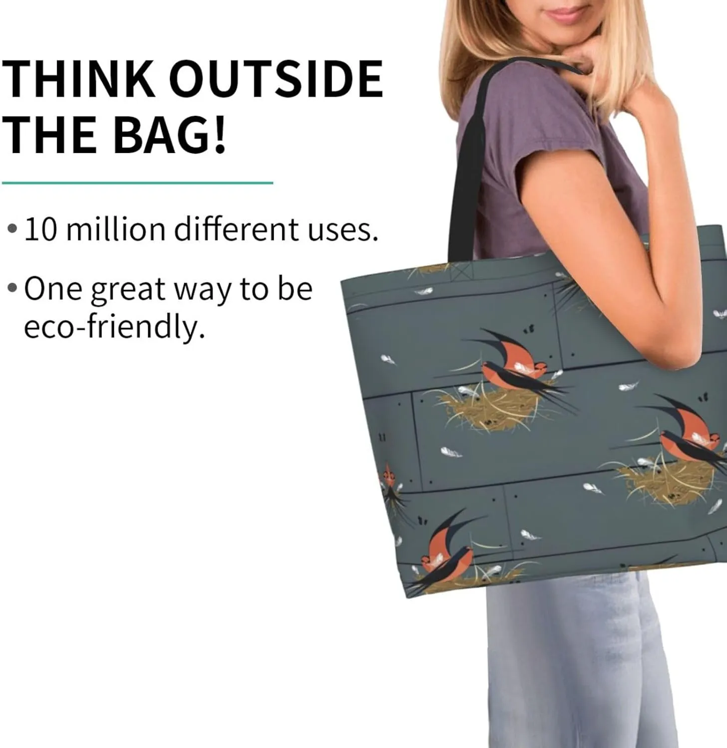 Barn Swallow In Graphite Print Shoulder Bag For Women Shopping Bags Tote Bag Large Storage Handbag Grocery Bags