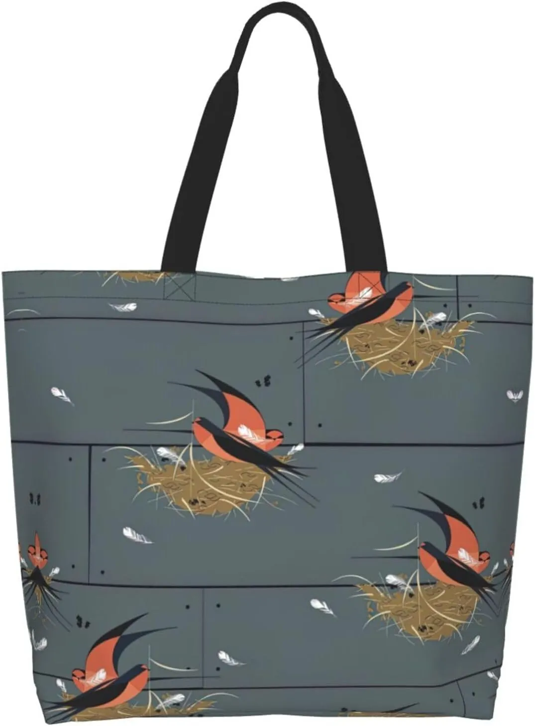 Barn Swallow In Graphite Print Shoulder Bag For Women Shopping Bags Tote Bag Large Storage Handbag Grocery Bags
