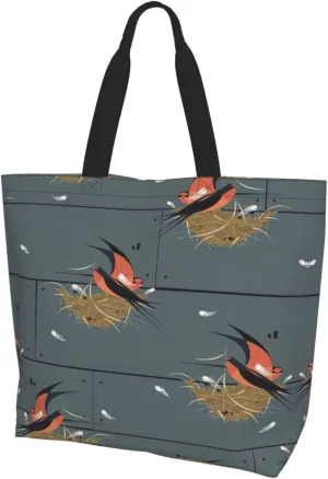 Barn Swallow In Graphite Print Shoulder Bag For Women Shopping Bags Tote Bag Large Storage Handbag Grocery Bags