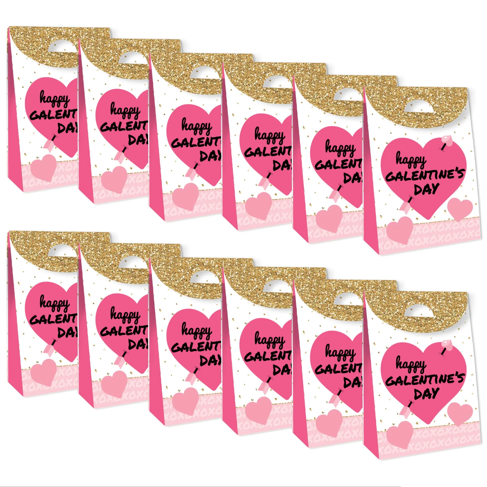 Be My Galentine - Galentine’s & Valentine’s Day Gift Favor Bags - Party Goodie Boxes - Set of 12