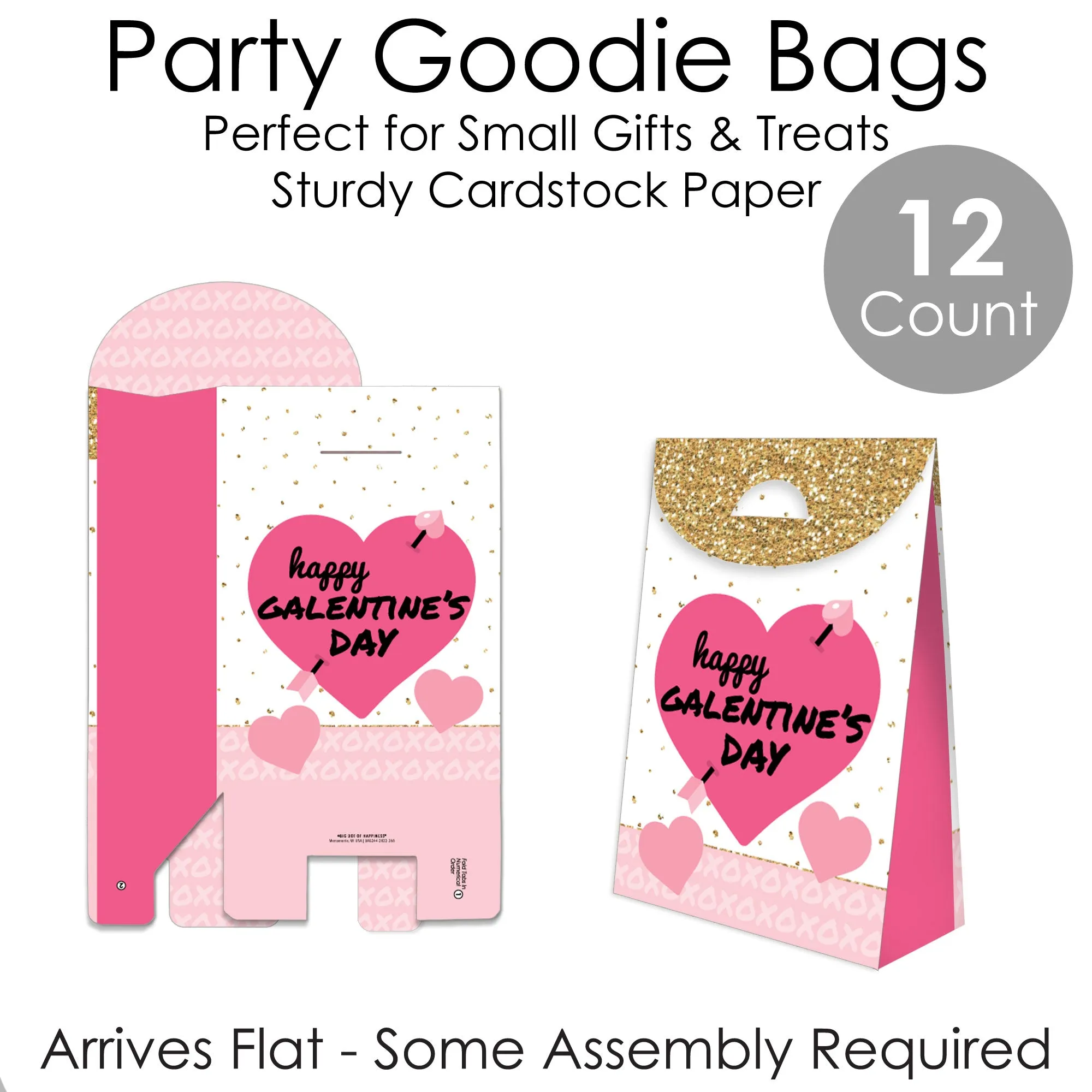 Be My Galentine - Galentine’s & Valentine’s Day Gift Favor Bags - Party Goodie Boxes - Set of 12