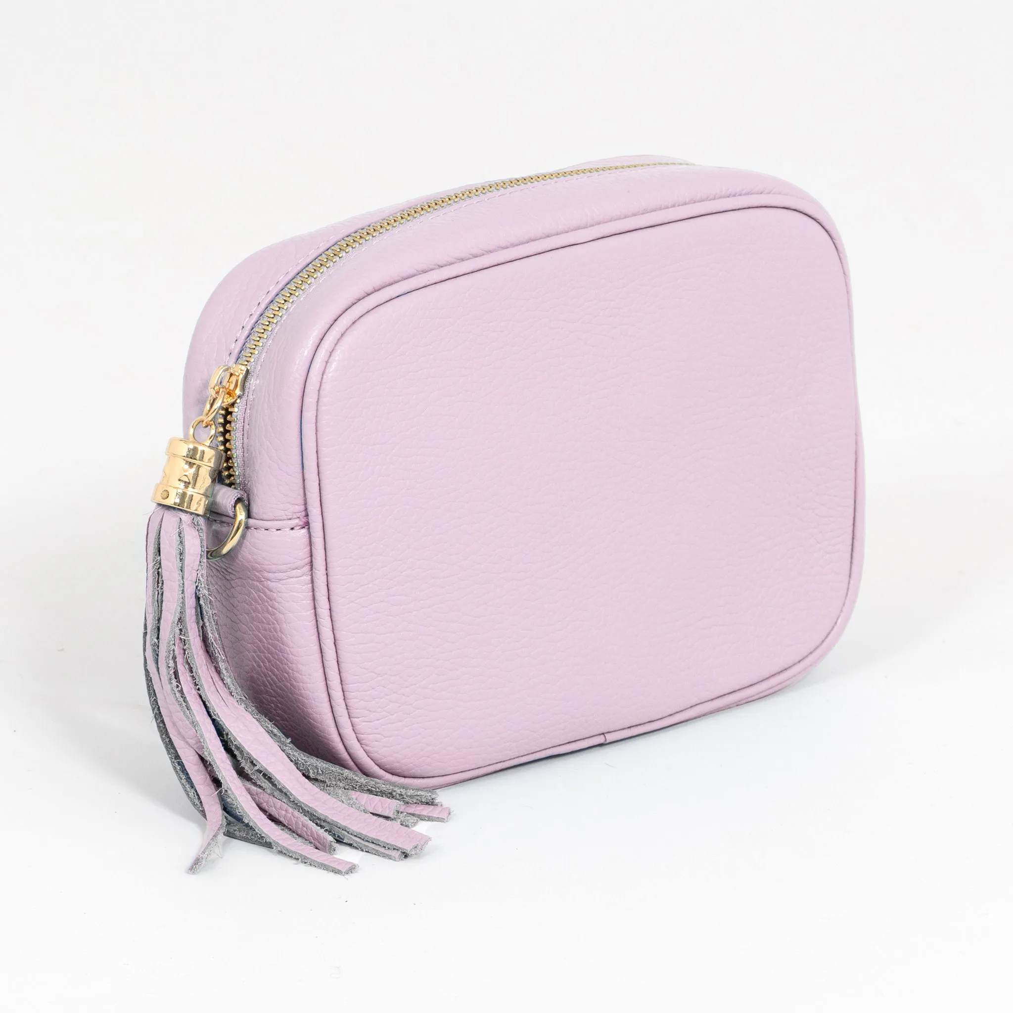 Beau Italian Leather Crossbody Bag - Pastel Lilac, Pebbled