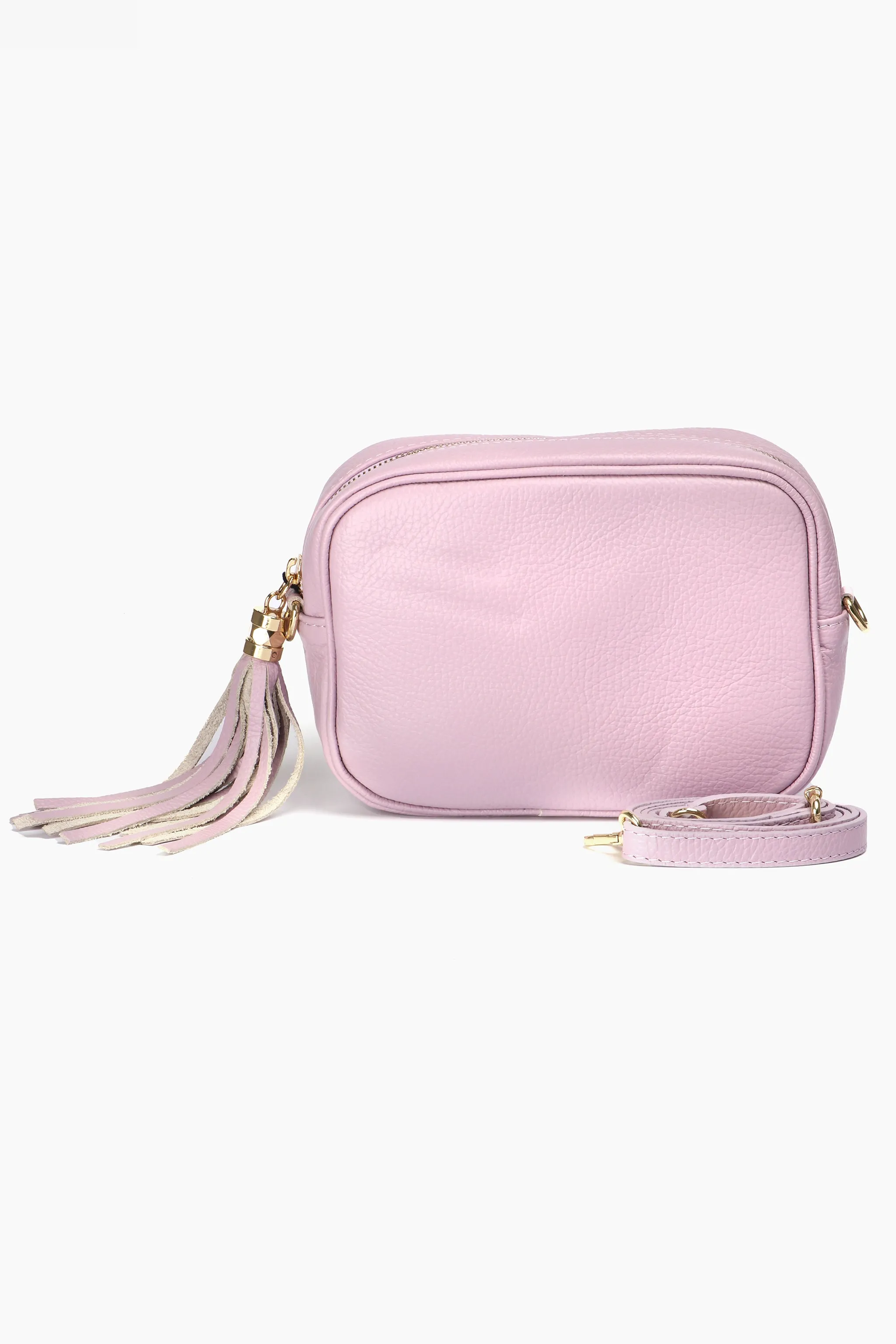 Beau Italian Leather Crossbody Bag - Pastel Lilac, Pebbled
