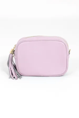 Beau Italian Leather Crossbody Bag - Pastel Lilac, Pebbled