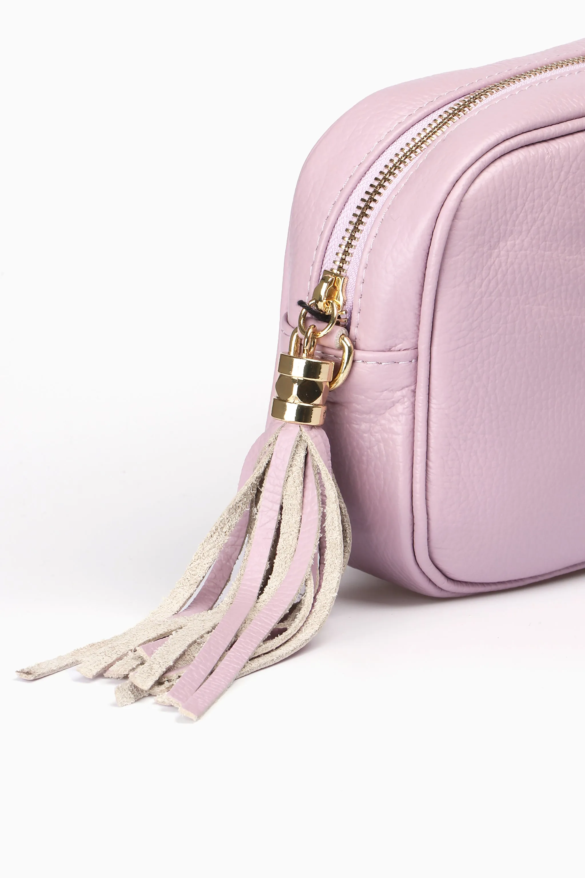 Beau Italian Leather Crossbody Bag - Pastel Lilac, Pebbled