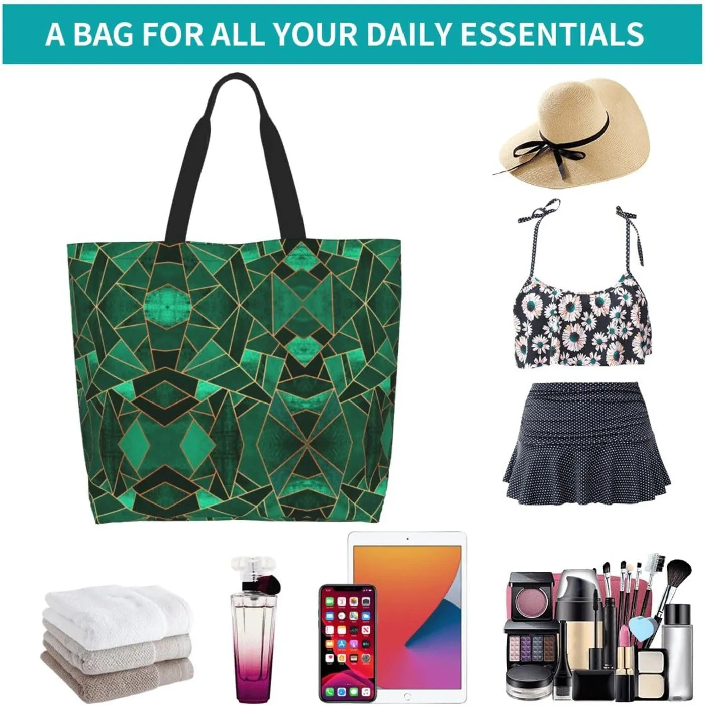 Beer Print Shoulder Bag For Women Shopping Bags Tote Bag Large Storage Handbag Grocery Bags For Travel Work