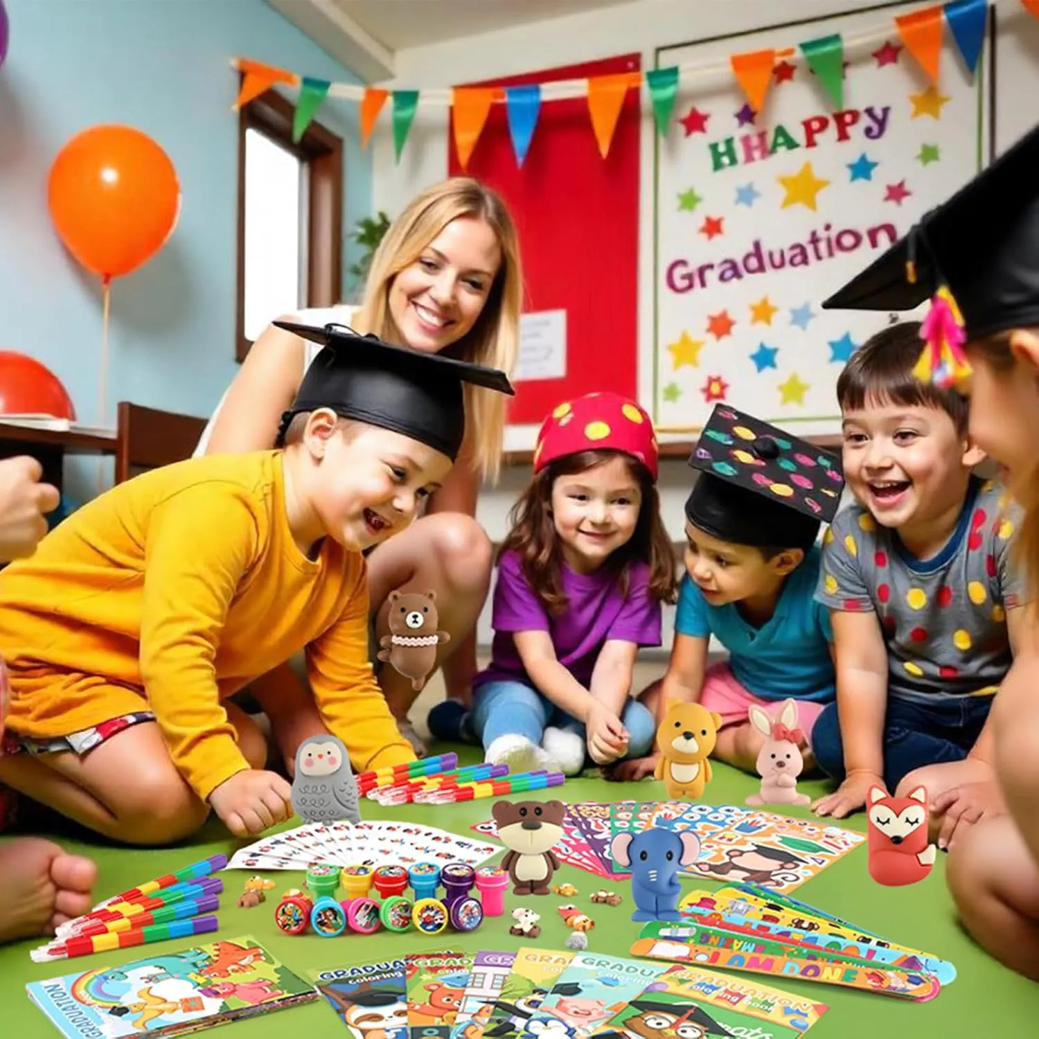 BenLouis 192 Pcs Graduation Party Favors for Kids Preschool Kindergarten Classroom Gifts Prize Coloring Books Set Bulk for Students Congrats Grad Goodie Bags Stuffers（Graduation Animals）