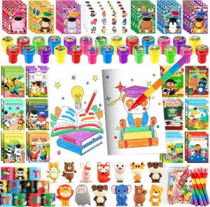 BenLouis 192 Pcs Graduation Party Favors for Kids Preschool Kindergarten Classroom Gifts Prize Coloring Books Set Bulk for Students Congrats Grad Goodie Bags Stuffers（Graduation Animals）