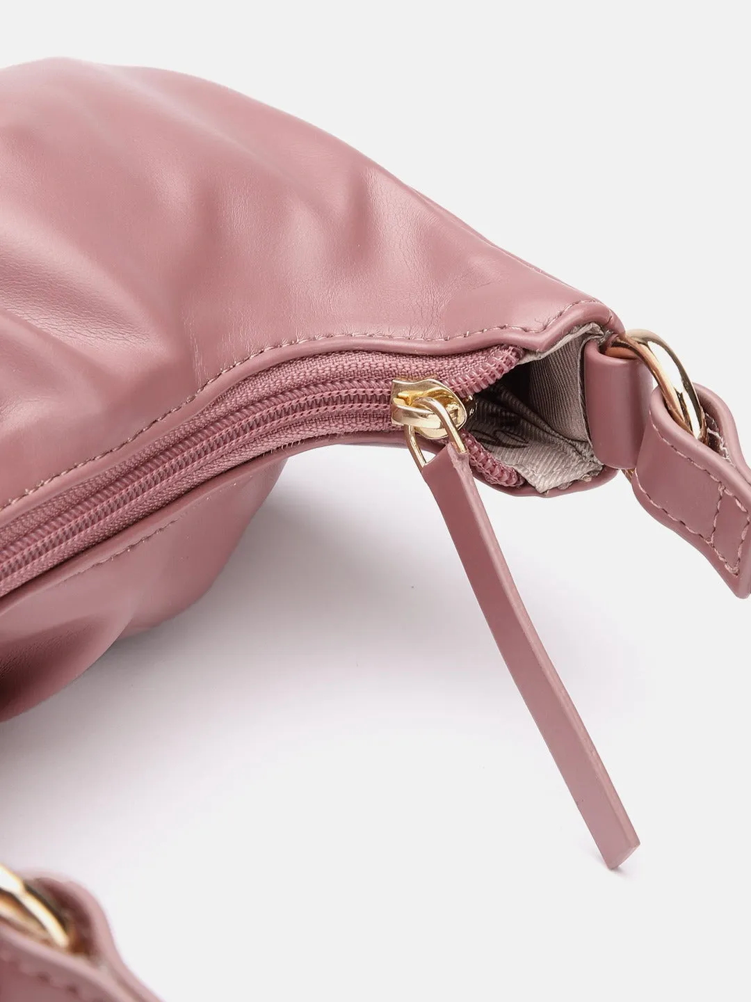 Berrylush Women Solid Red PU Zipper-Up One Handle Swagger Regular Shoulder Bag