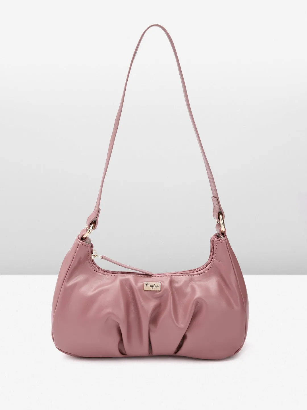 Berrylush Women Solid Red PU Zipper-Up One Handle Swagger Regular Shoulder Bag