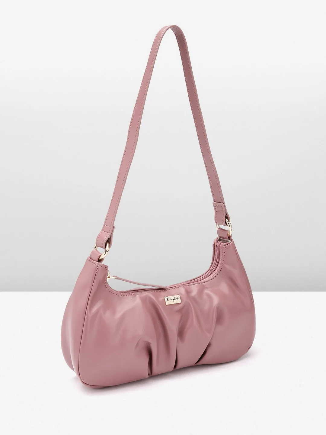 Berrylush Women Solid Red PU Zipper-Up One Handle Swagger Regular Shoulder Bag