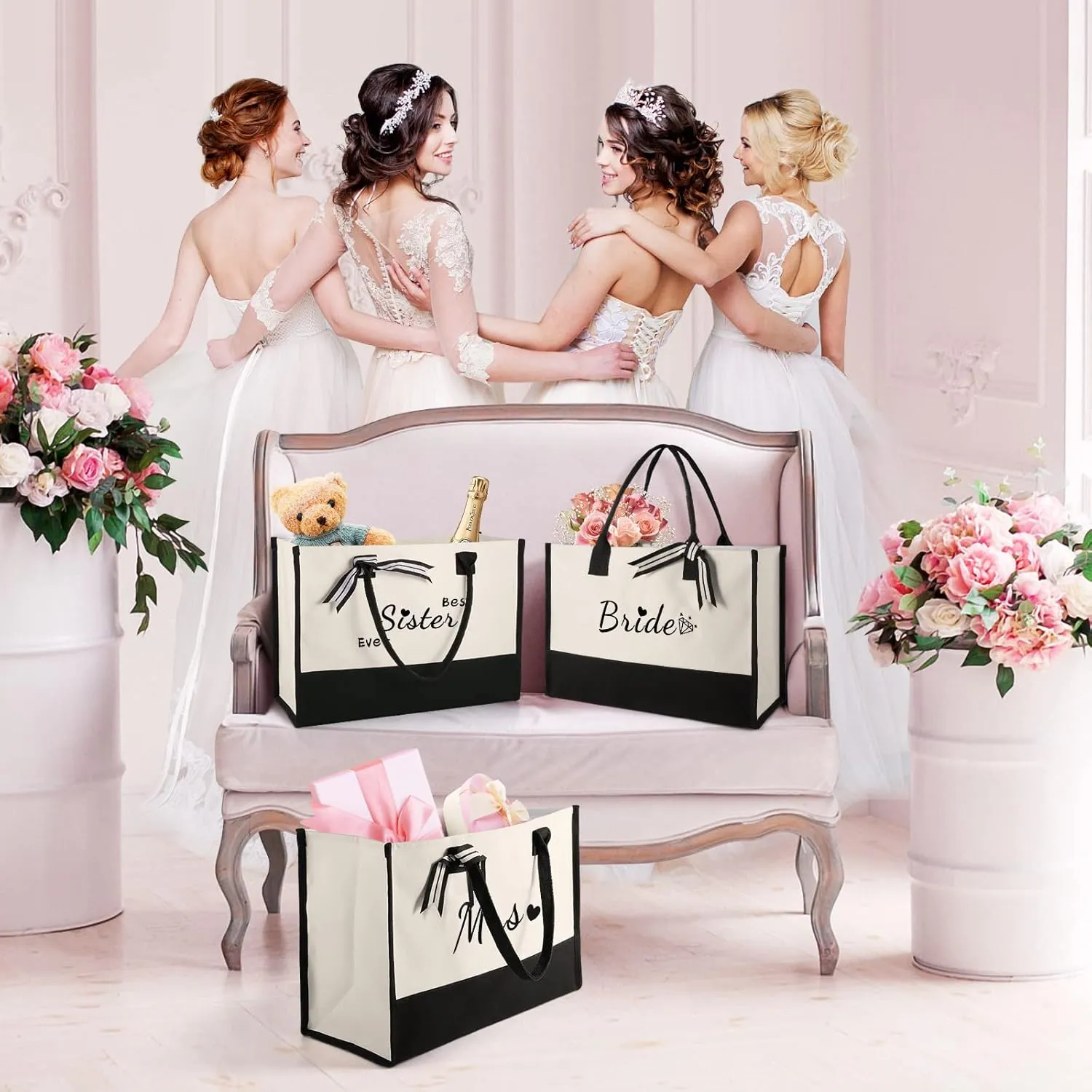 Birthday Gifts for Women Overnight Tote Bag w Makeup Bag Girl's Weekend Personalized Friend Sister Gifts for Beach Travel Getaway Vacation