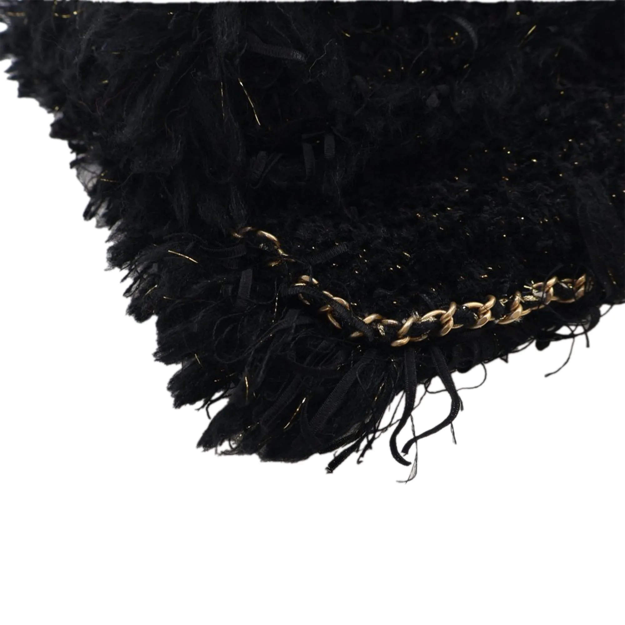 Black Chanel Tweed Fringe Paris Cosmopolite Clutch