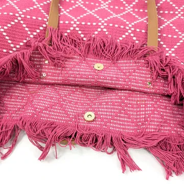 Black Ginger 45cm Pink Large Tasseled Tote Bag - 640-814