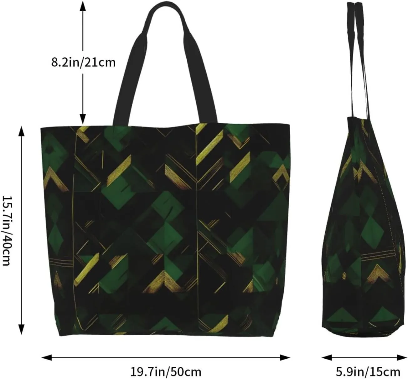 Black White Glitter Print Shoulder Bag For Women Shopping Bags Tote Bag Large Storage Handbag Grocery Bags