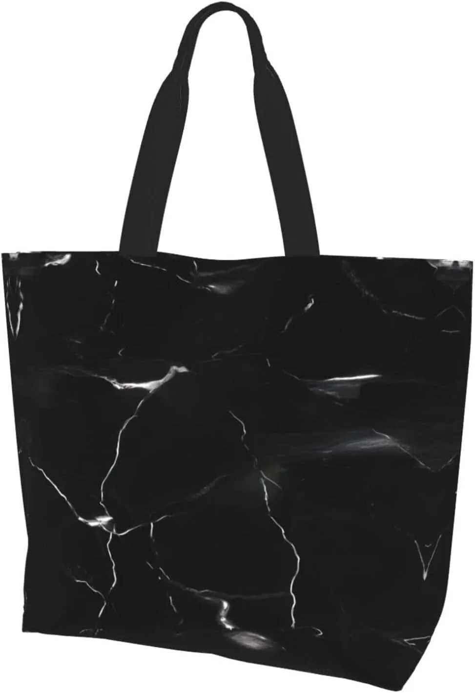 Black White Glitter Print Shoulder Bag For Women Shopping Bags Tote Bag Large Storage Handbag Grocery Bags