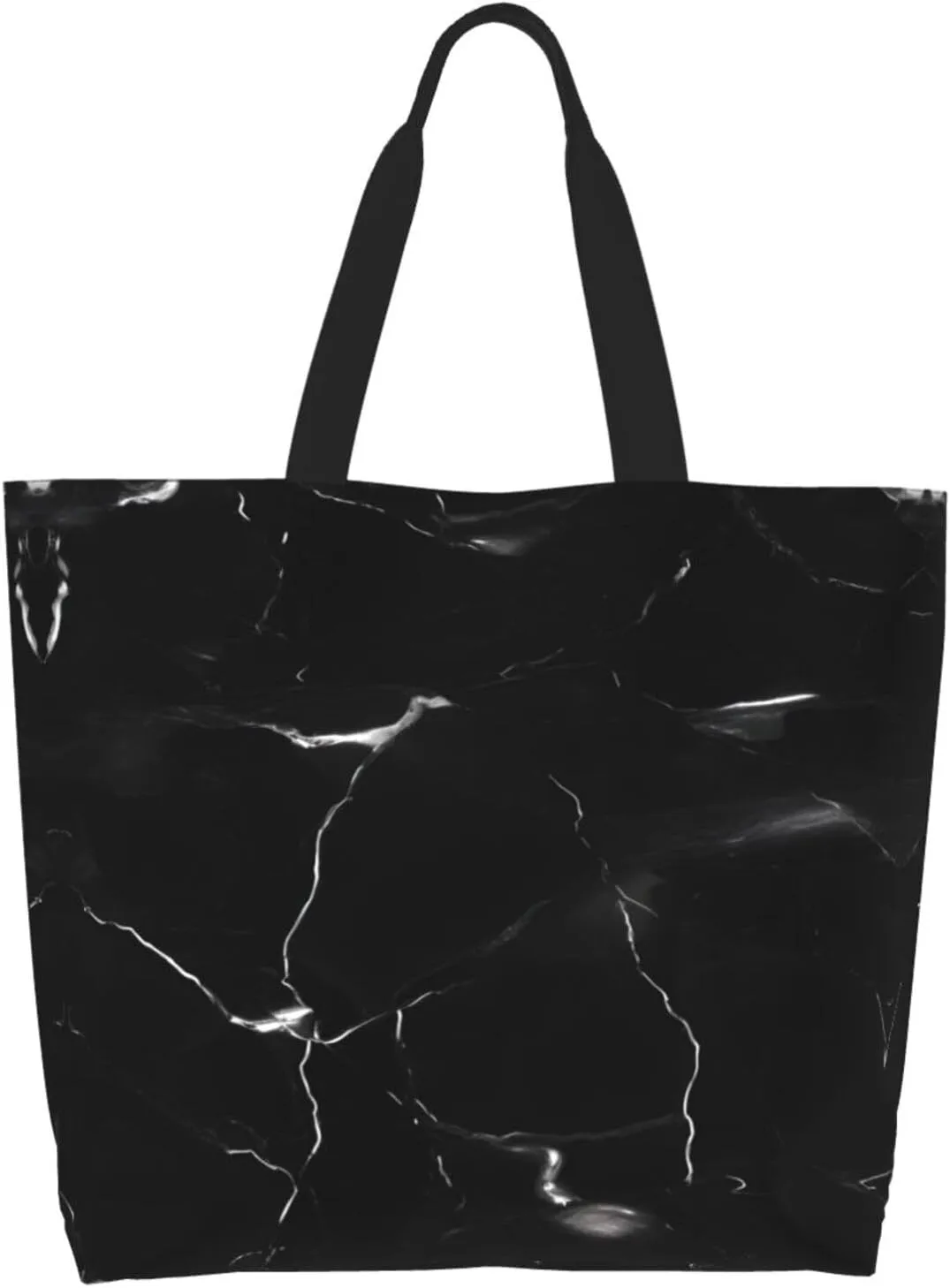 Black White Glitter Print Shoulder Bag For Women Shopping Bags Tote Bag Large Storage Handbag Grocery Bags