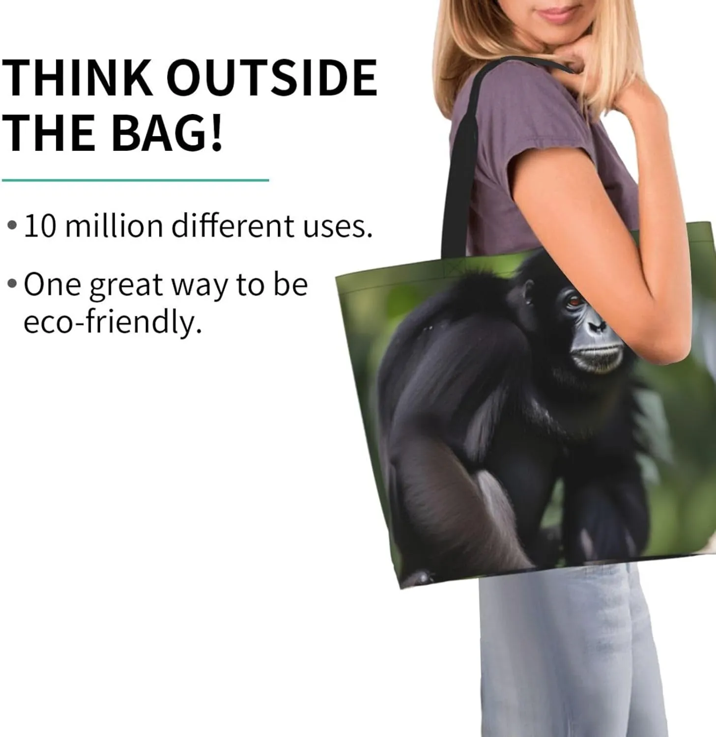 Black White Glitter Print Shoulder Bag For Women Shopping Bags Tote Bag Large Storage Handbag Grocery Bags
