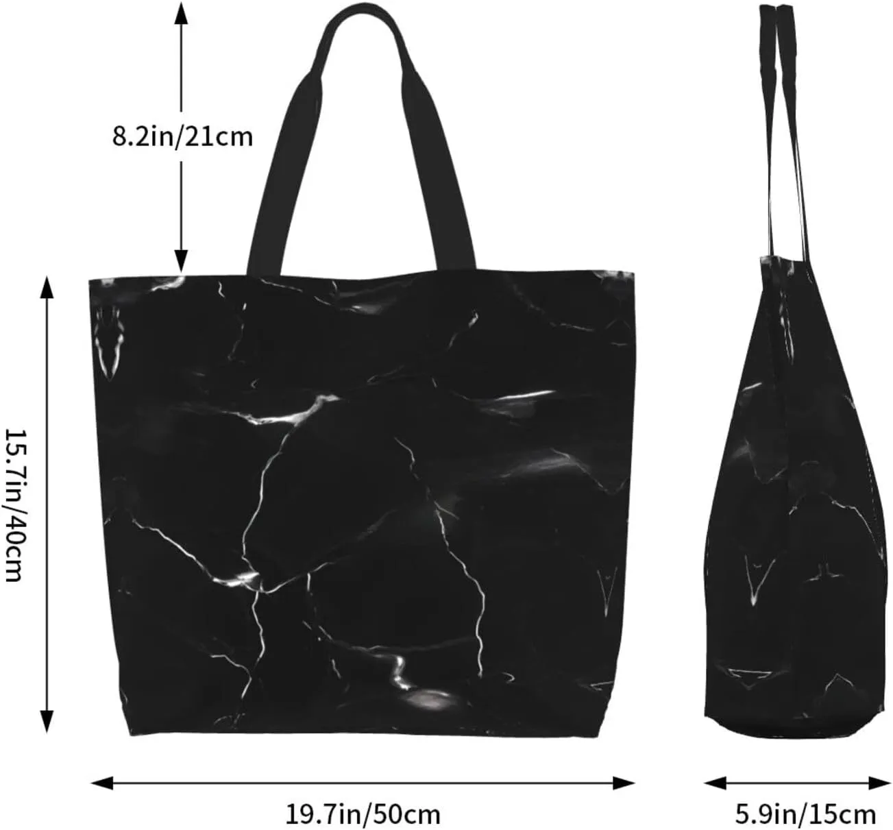 Black White Glitter Print Shoulder Bag For Women Shopping Bags Tote Bag Large Storage Handbag Grocery Bags