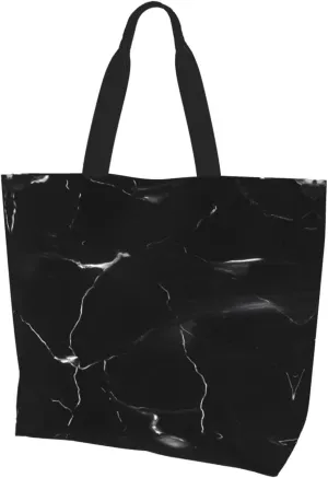 Black White Glitter Print Shoulder Bag For Women Shopping Bags Tote Bag Large Storage Handbag Grocery Bags