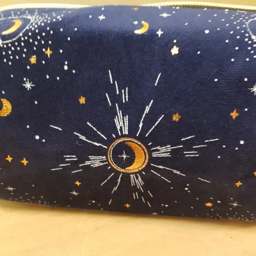 Blue Crescent Moon Tasseled Cosmetic Bag (approx 11x19x11cm)