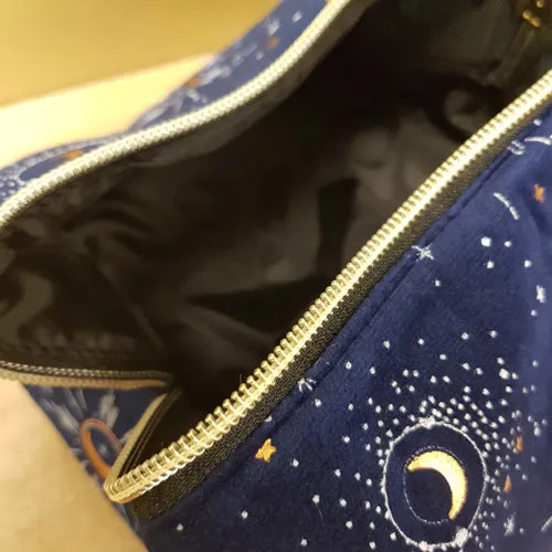 Blue Crescent Moon Tasseled Cosmetic Bag (approx 11x19x11cm)